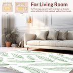 Green Feather Line Art Pattern Rug