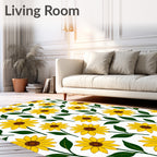 Yellow Daisy Floral Pattern Rug