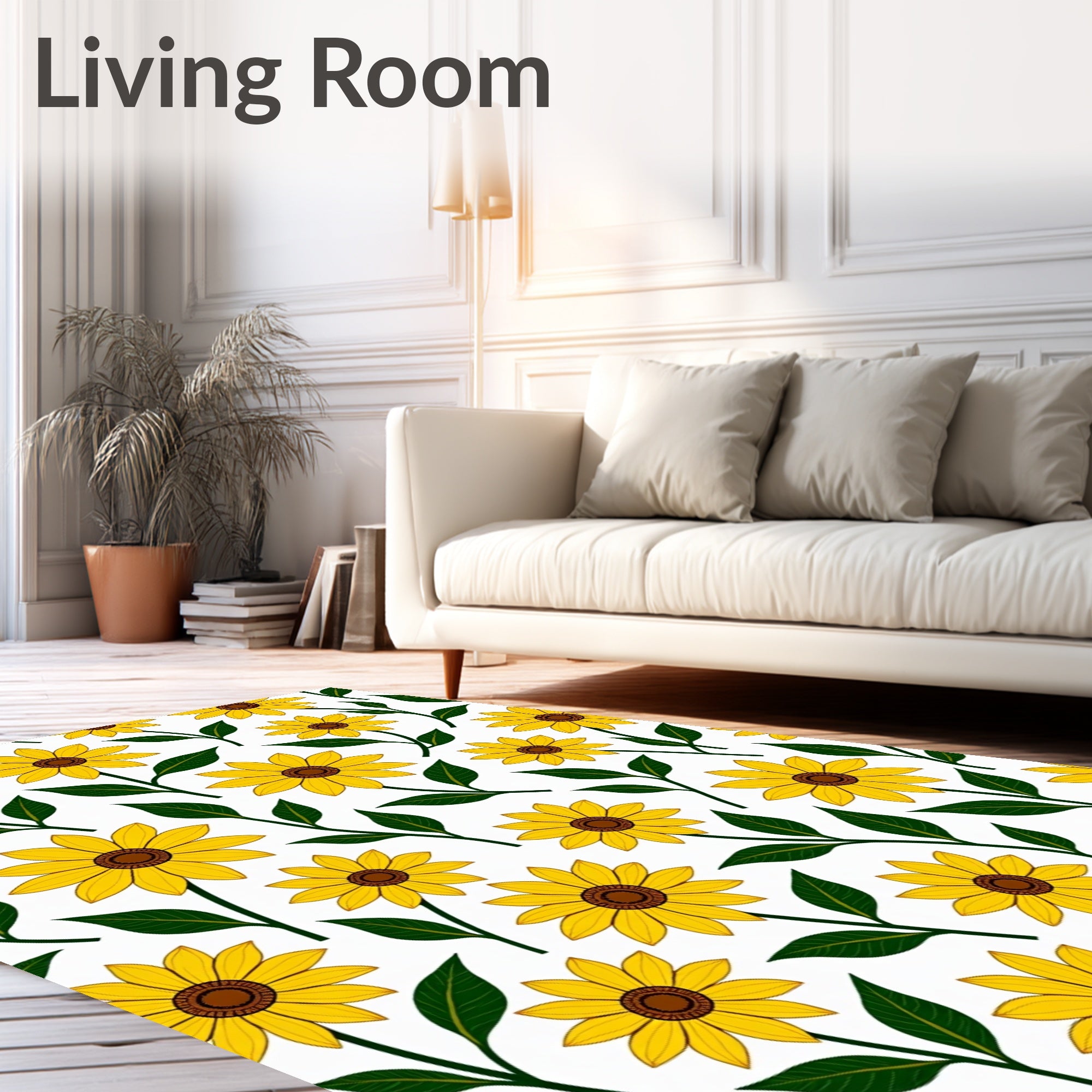 Yellow Daisy Floral Pattern Rug