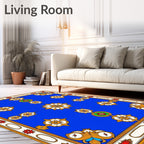 Whimsical Blue Floral Owl Rug