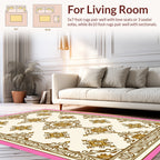 Gold Ornate Floral Scroll Pattern Rug