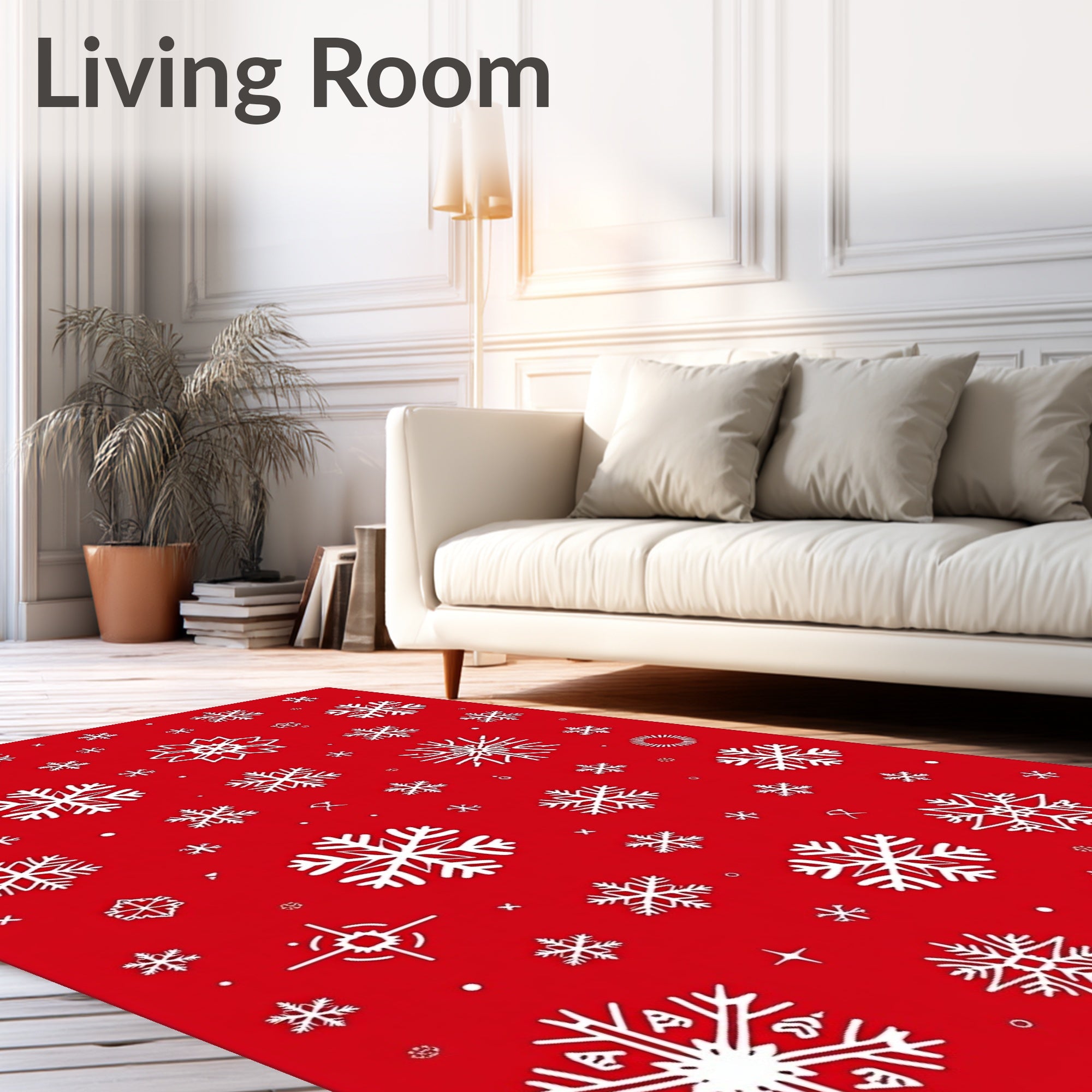 White Snowflake Festive Pattern Rug