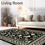 Elegant Butterfly Floral Vine Art Rug