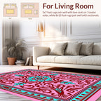Vivid Floral Medallion Scroll Pattern Rug