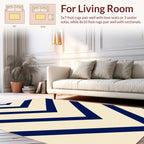 Navy Blue Chevron Pattern Rug