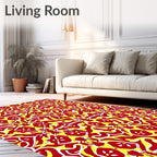 Bold Red White Yellow Symmetry Rug