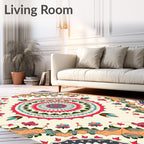 Floral Mandala Vibrant Radial Design Rug