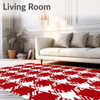 Classic Red Houndstooth Pattern Rug