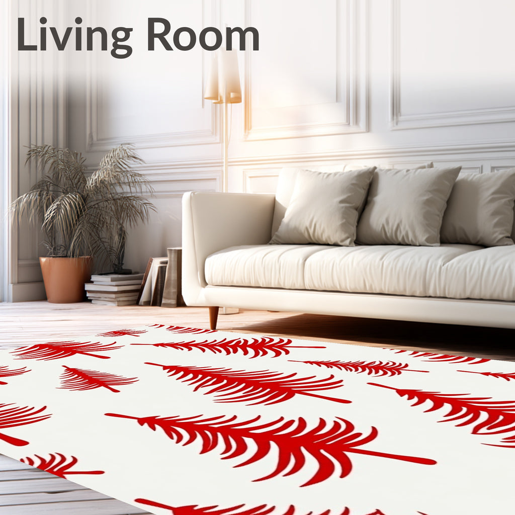 Radiant Red Pine Tree Pattern Rug