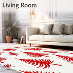 Radiant Red Pine Tree Pattern Rug