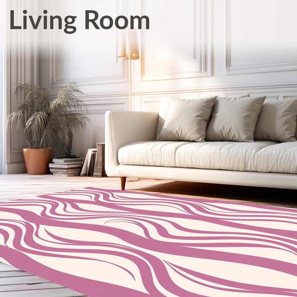 Flowing Pink Abstract Pattern Rug