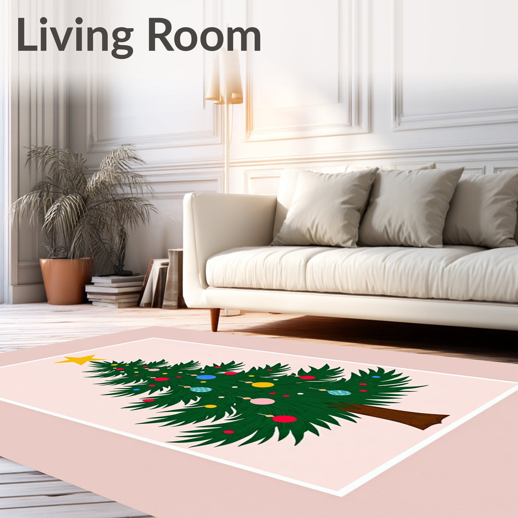 Festive Christmas Tree Ornament Pattern Rug