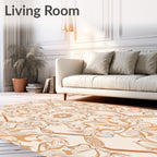 Elegant Beige and Ochre Baroque Pattern Rug