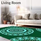 Intricate Teal Mandala Pattern Rug