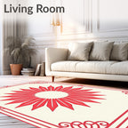 Red Sunburst Decorative Pattern Rug