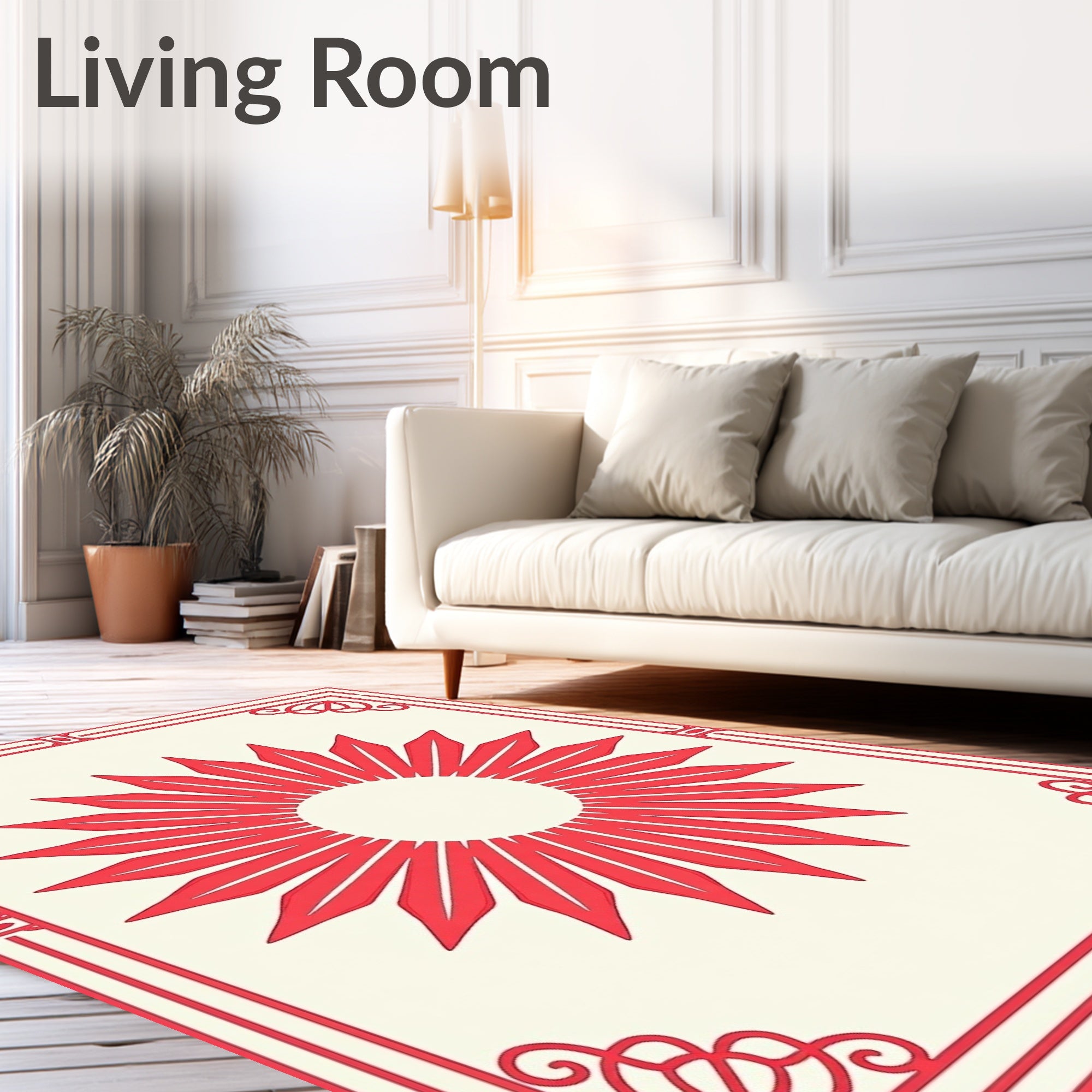 Red Sunburst Decorative Pattern Rug
