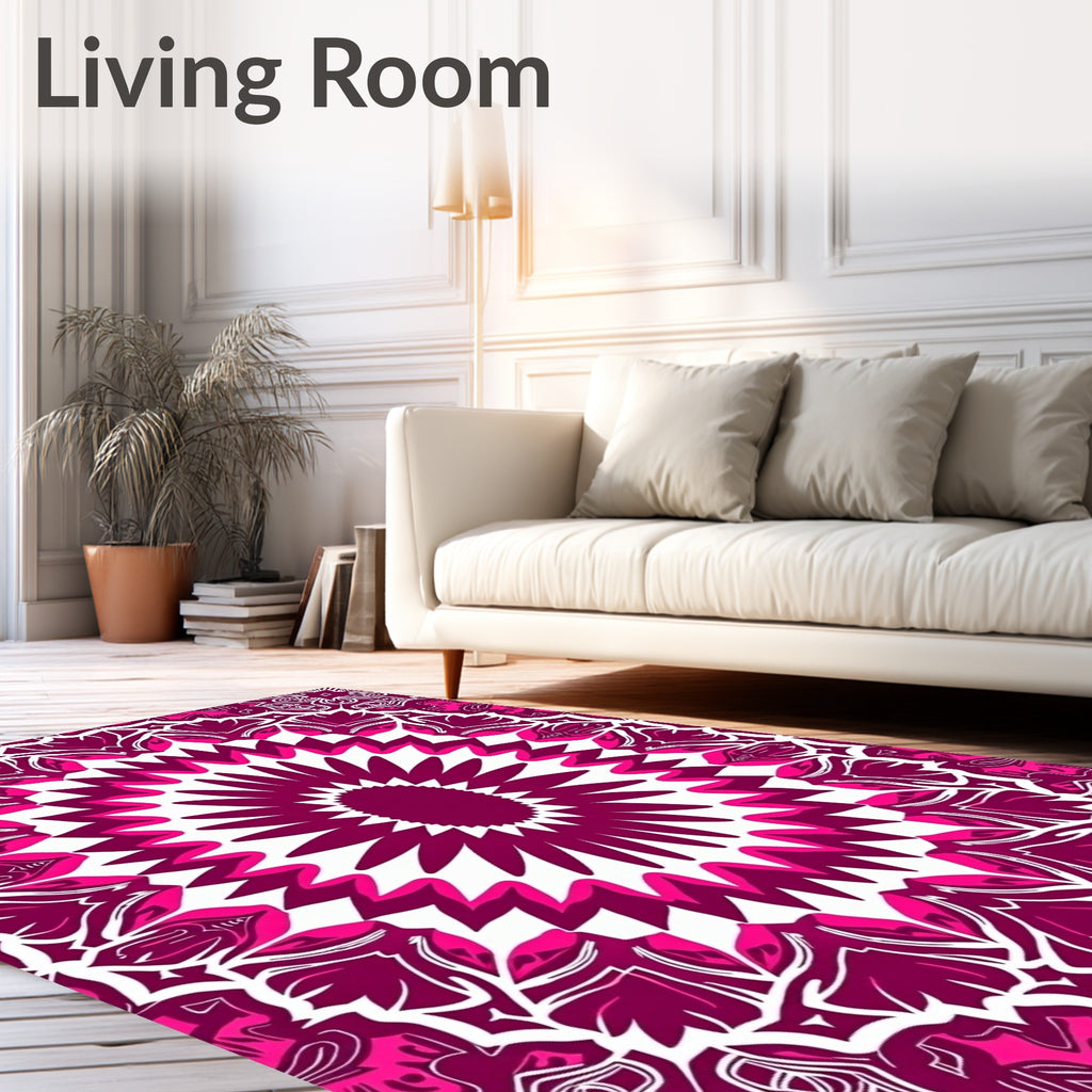 Vibrant Geometric Floral Mandala Pattern Rug