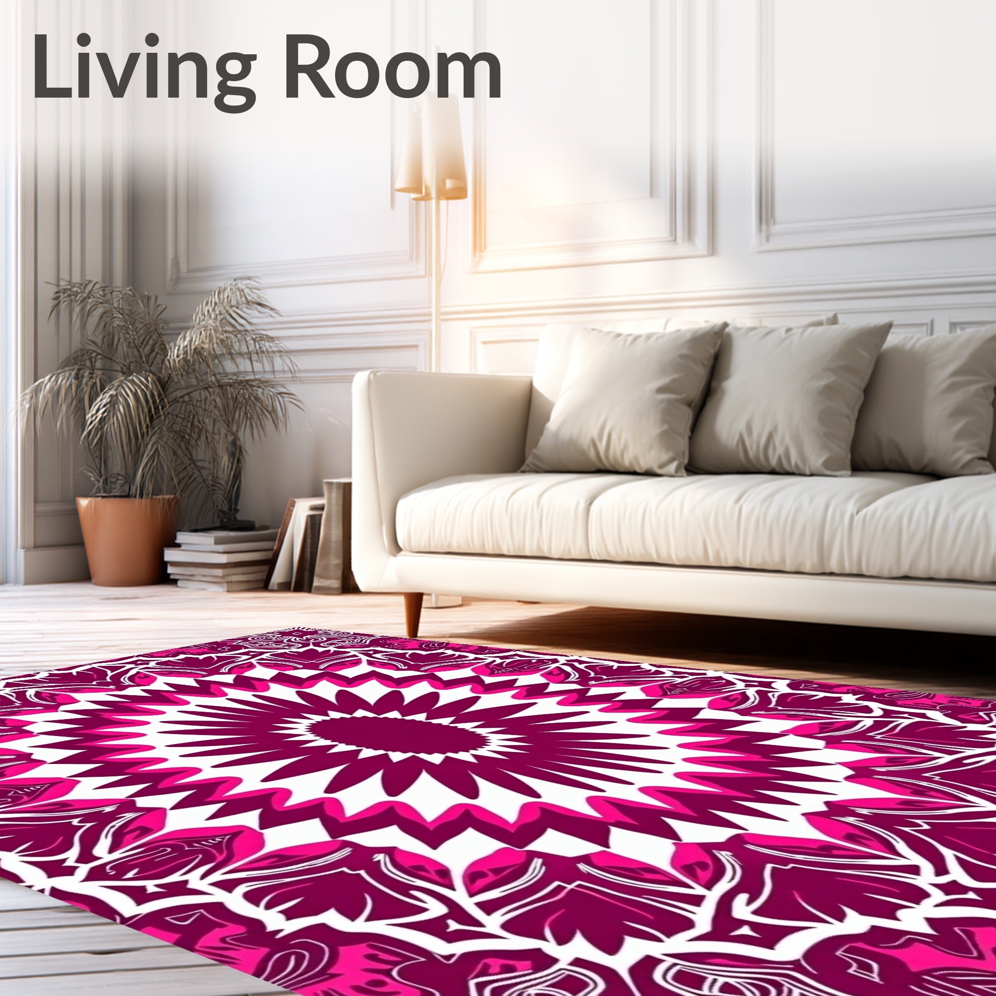 Vibrant Geometric Floral Mandala Pattern Rug
