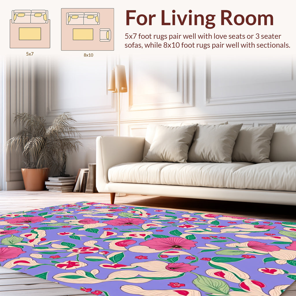 Whimsical Floral Pattern Rug