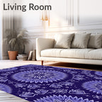 Deep Blue Mandala Floral Pattern Rug