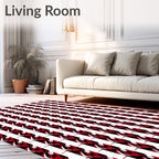 Bold Red White Vertical Stripe Design Rug