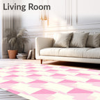 Pink Neutral Geometric Abstract Pattern Rug
