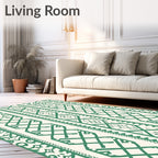 Ethnic Vertical Pattern Green Rug