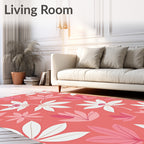 Coral Floral Pattern Artwork Rug