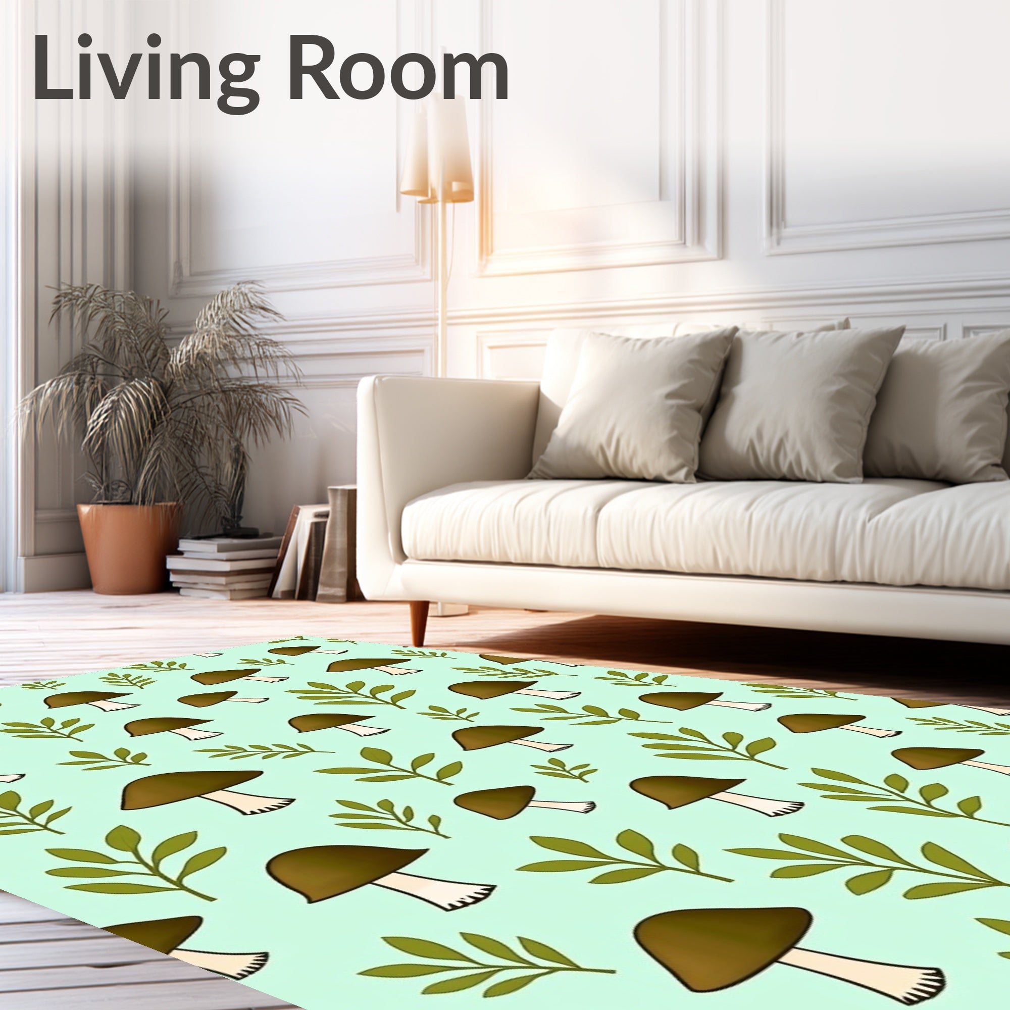 Woodland Mushroom Leaf Scatter Rug