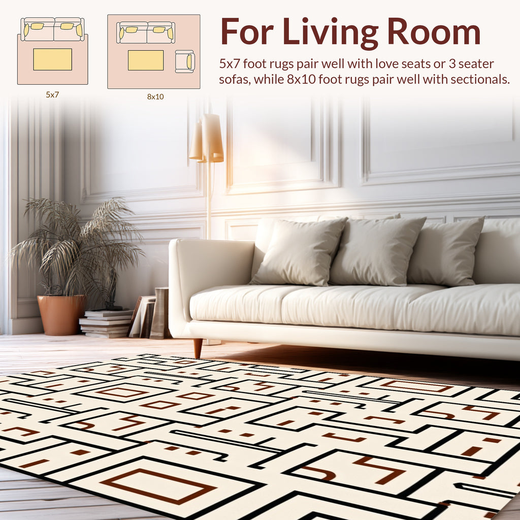 Abstract Geometric Lines Pattern Rug