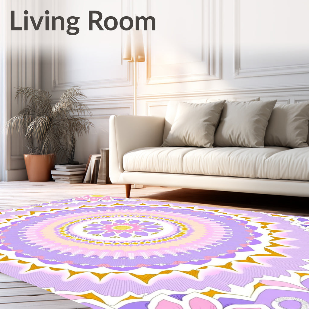 Pastel Mandala Floral Pattern Rug