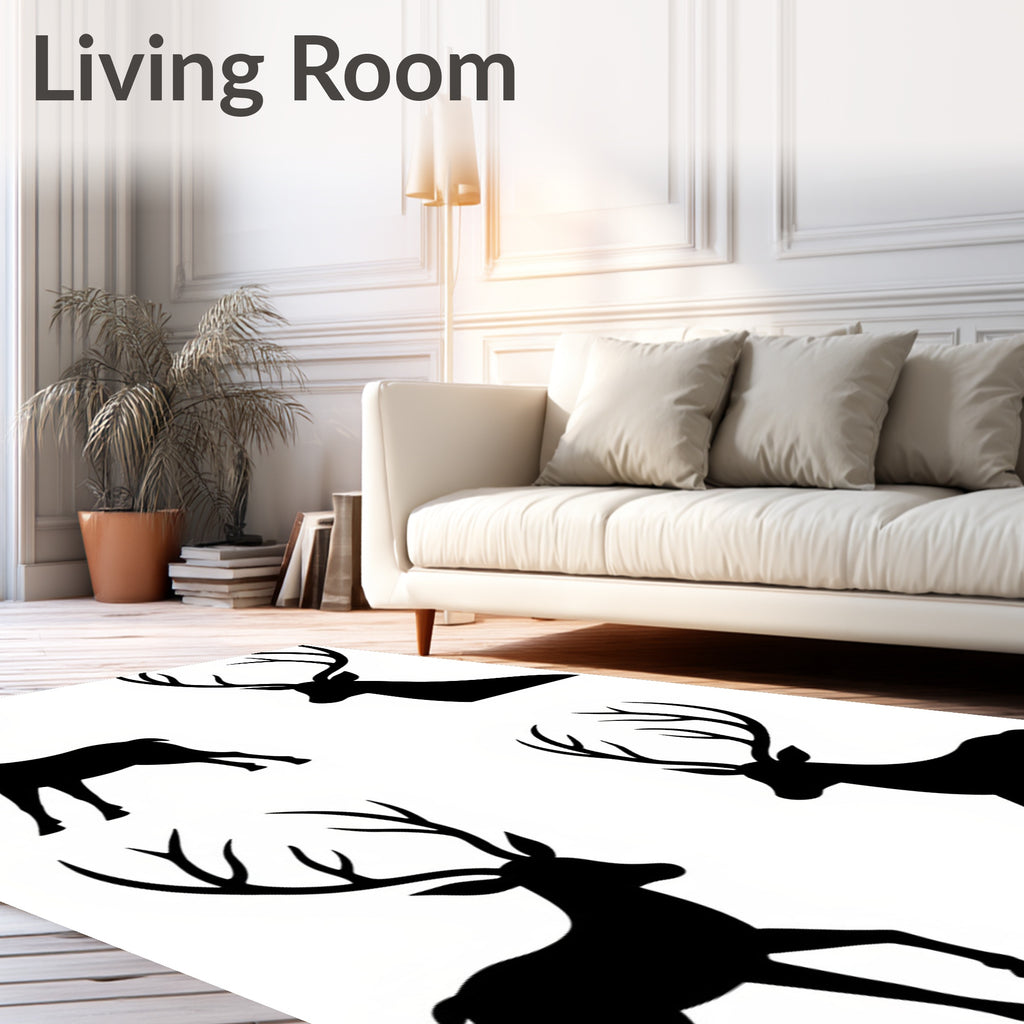 Black Stag Silhouette Quartet Rug