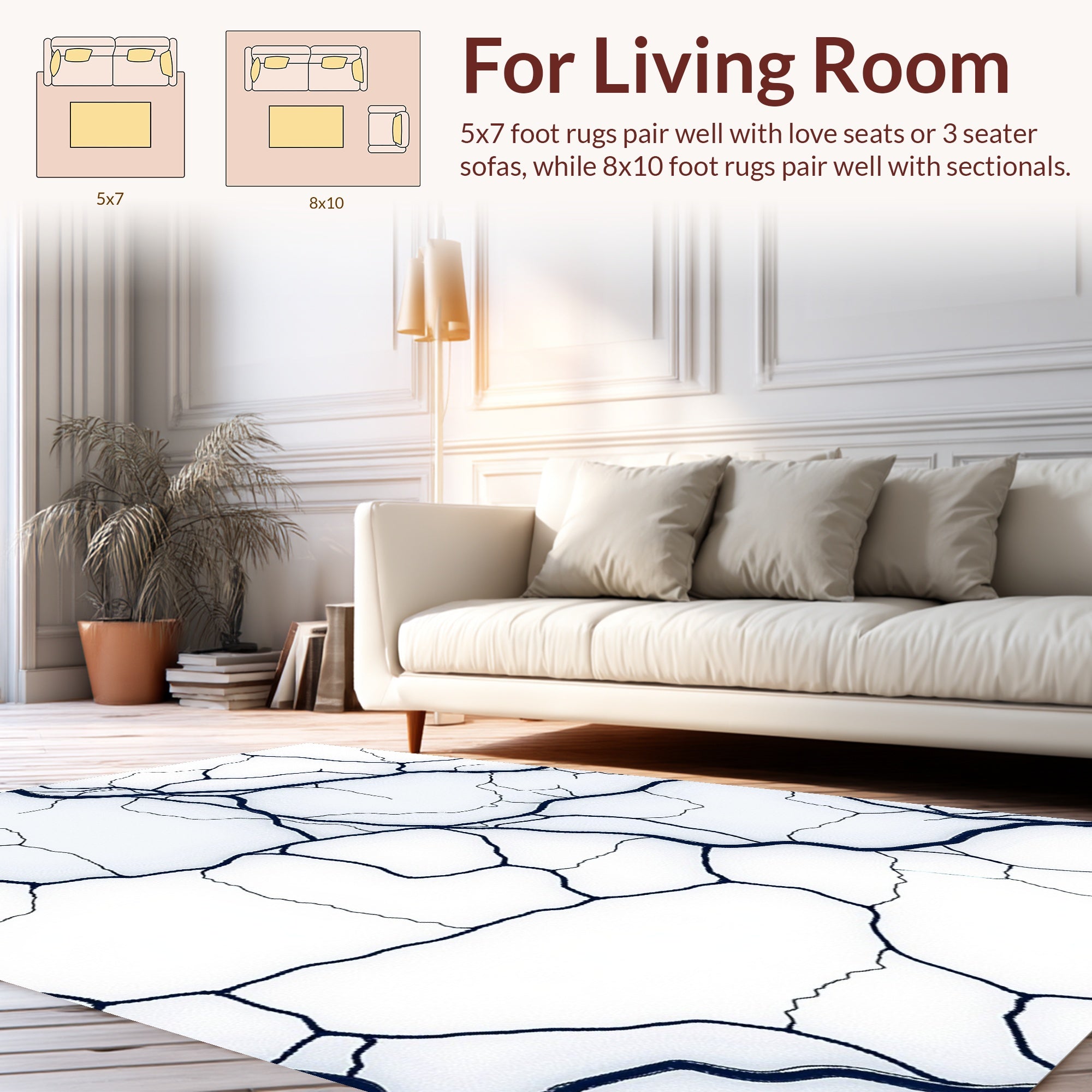 Ink Cracked Abstract Design Rug