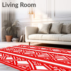 Bold Red Interlocking Geometric Pattern Rug