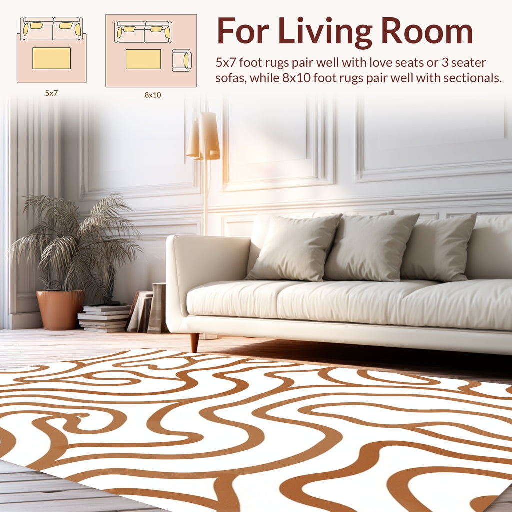 Abstract Organic Wavy Pattern Rug