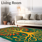 Tree of Life Golden Orange Pattern Rug