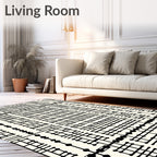 Modern Black Grid Dot Pattern Rug