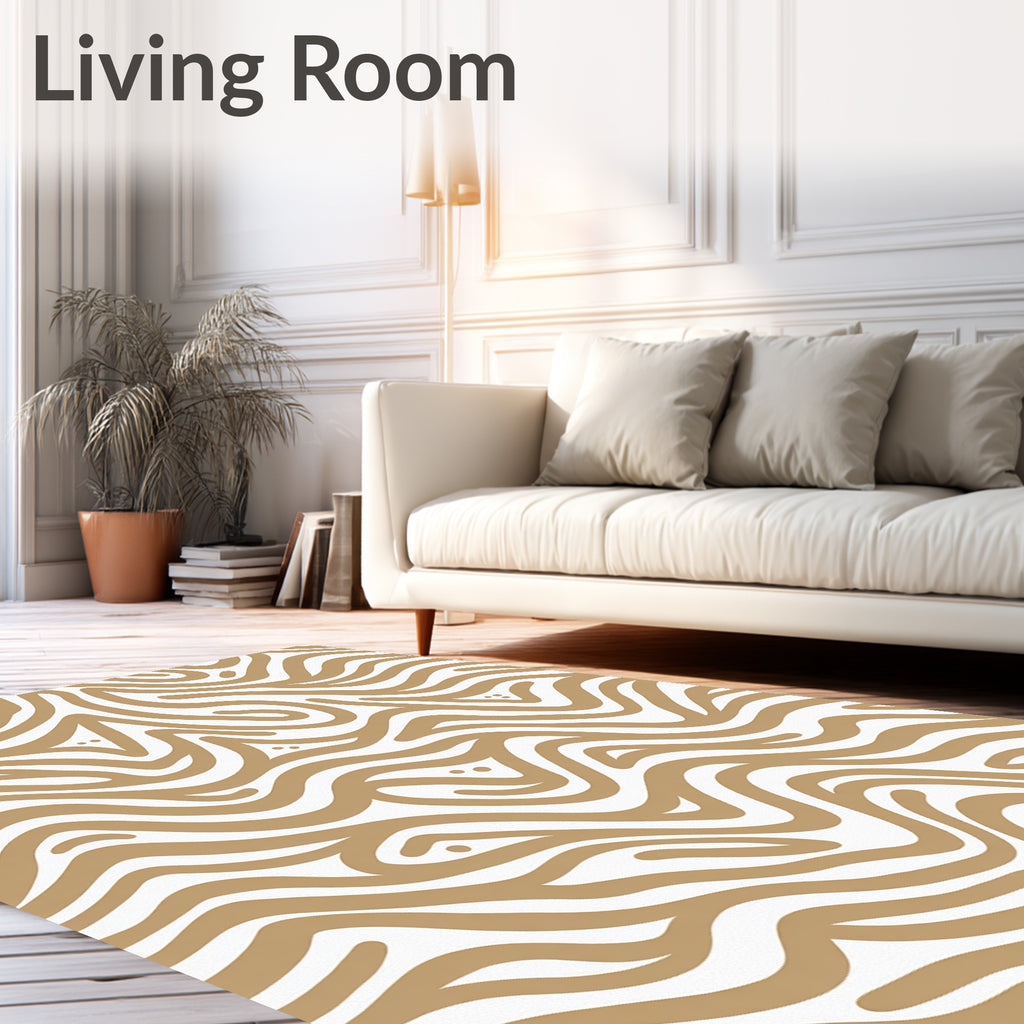 Abstract Brown Wavy Lines Pattern Rug