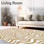 Abstract Brown Wavy Lines Pattern Rug