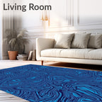 Navy Sky Blue Swirl Pattern Rug