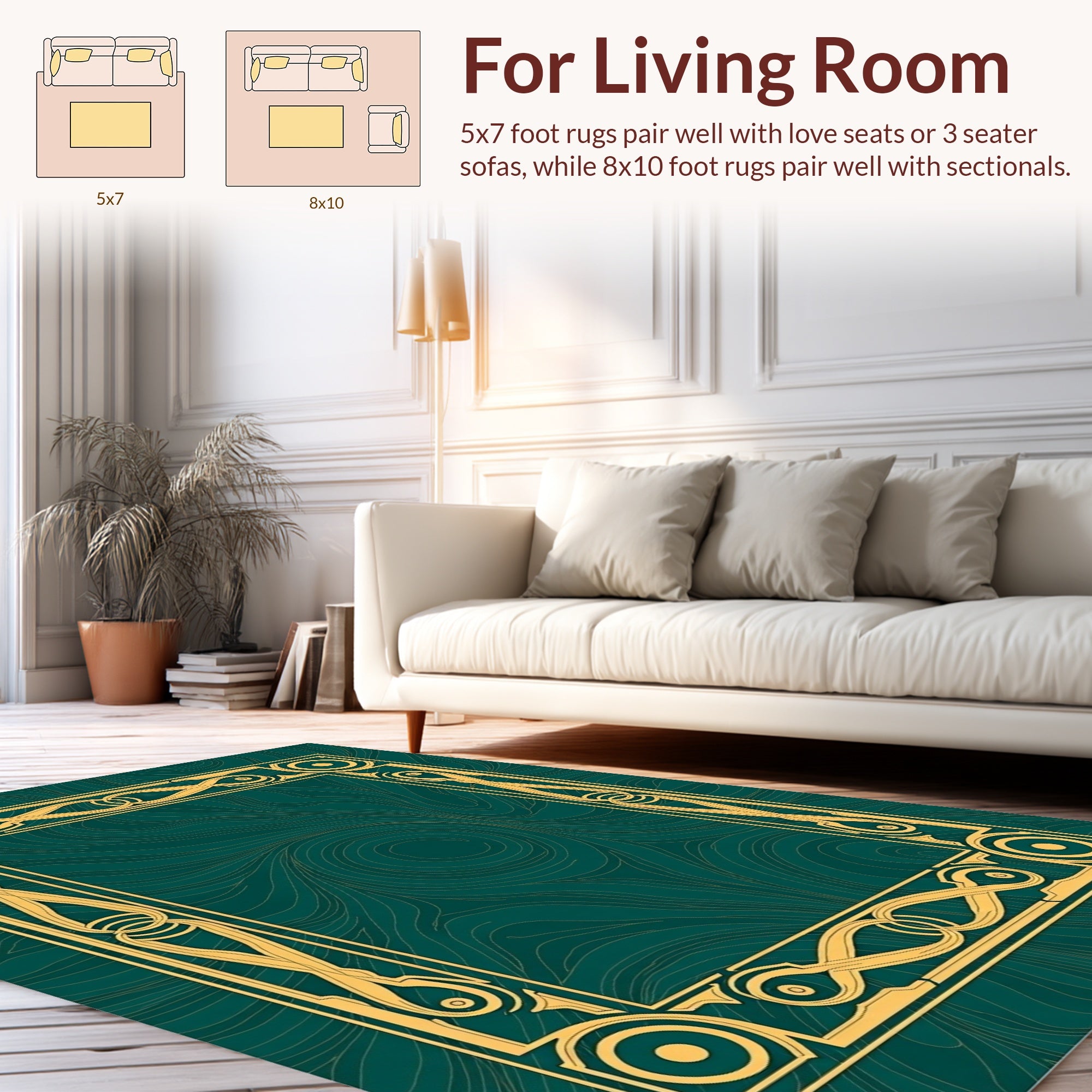 Elegant Gold Swirls Pattern Rug