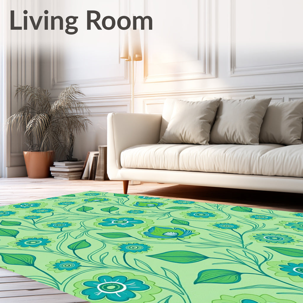 Retro Floral Vines Pattern Rug