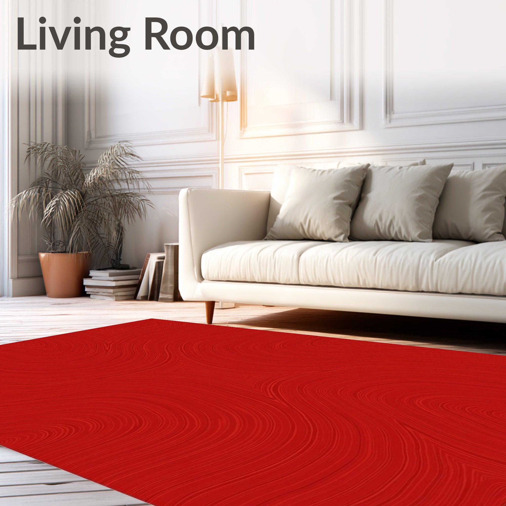 Daring Red Swirl Modern Pattern Rug