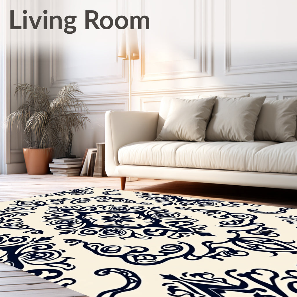 Classic Damask Swirl Pattern Rug