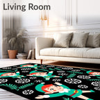 Cute Christmas Elves Snowflake Winter Rug