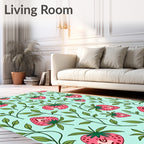 Whimsical Strawberry Leaf Pattern Rug