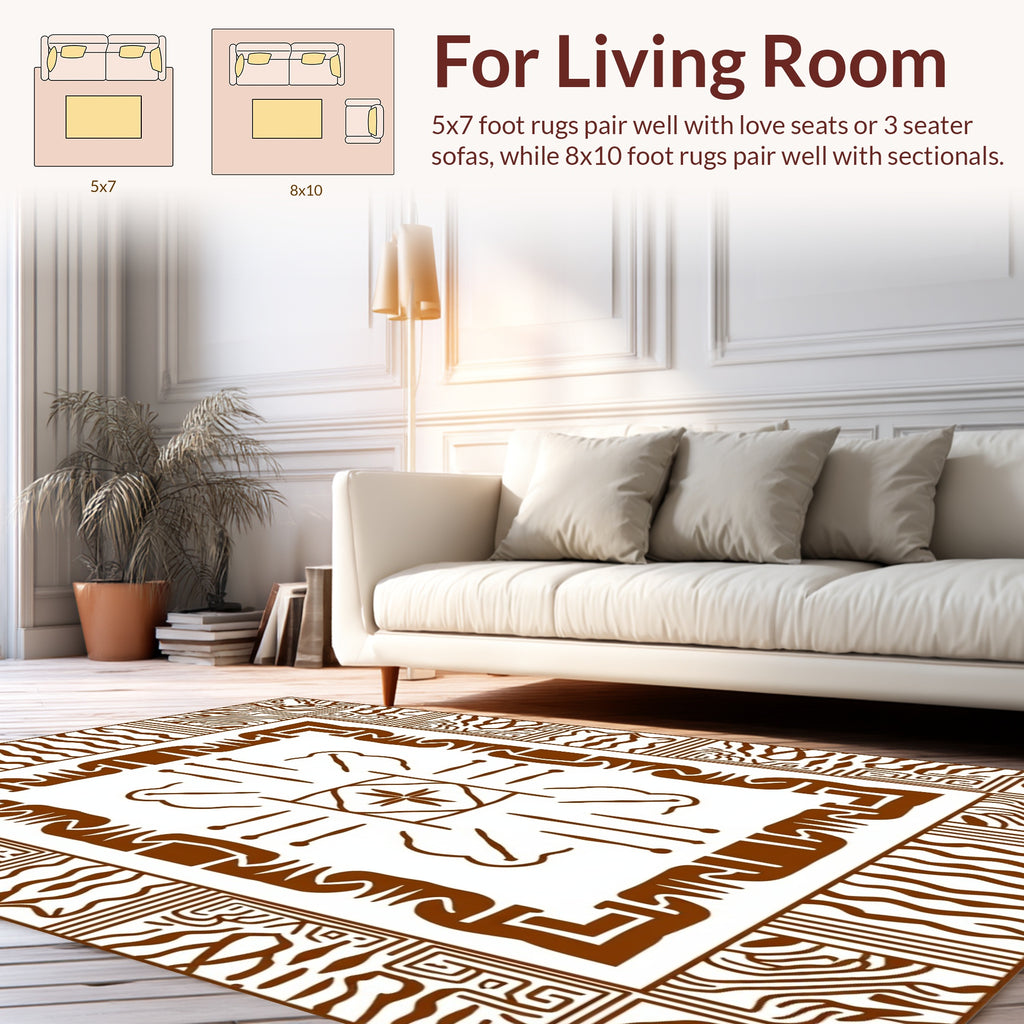 Abstract Brown Geometric Symmetry Rug