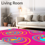 Vivid Pink Swirls With Yellow Blue Accents Rug
