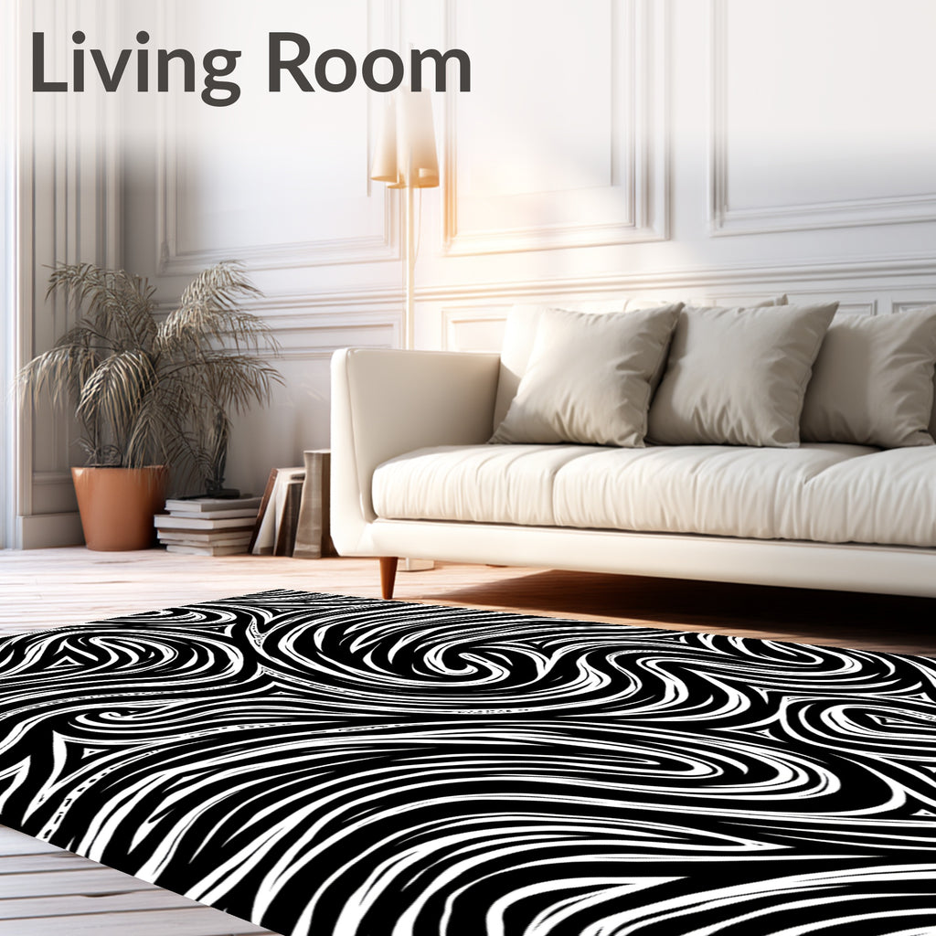 Abstract Swirling Mono Line Art Rug