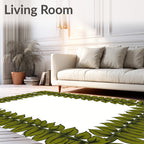 Green Leaf Border Pattern Design Rug